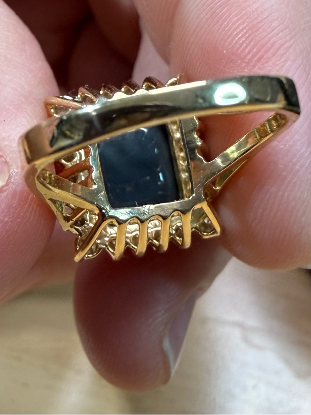 Lightning Ridge Black Opal and 14k Gold Opal Halo Ring - Iridescent - Picture 12 of 15